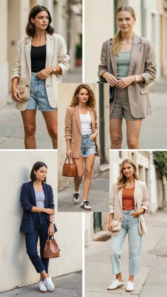 Blazer with Jean Shorts