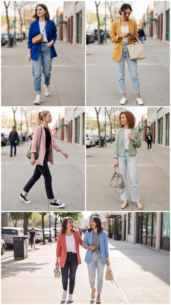  Colorful Blazer, Simple Jeans, and Plain Top