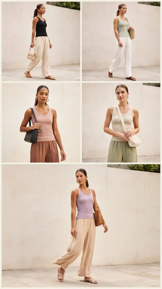 Tank Bodysuit with Flowy Pants
