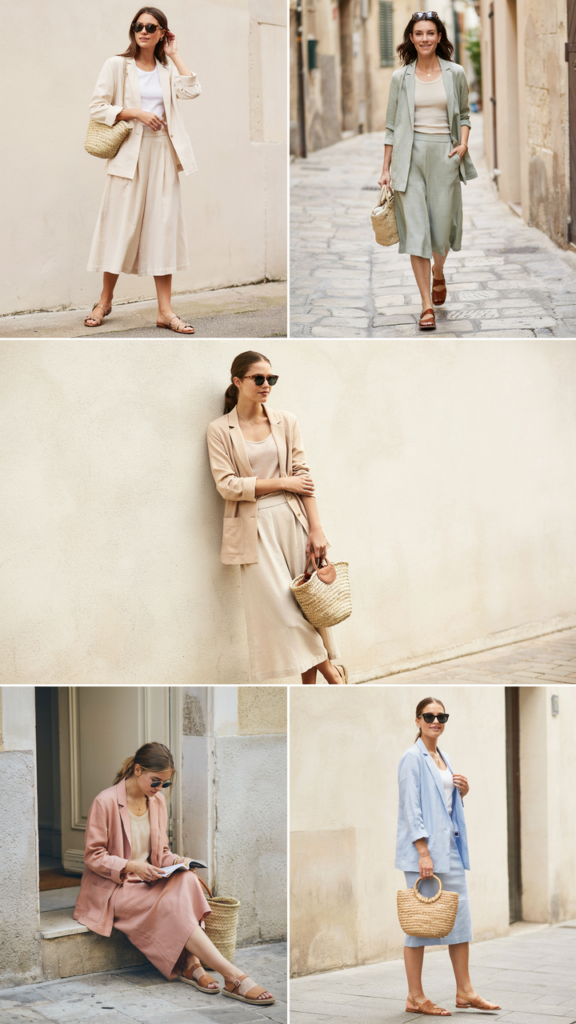 Linen Blazer with Linen Skirt