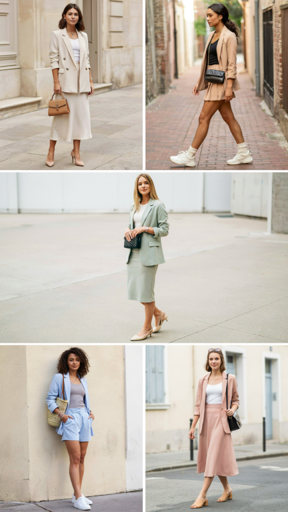 Blazer with Matching Skirt Set