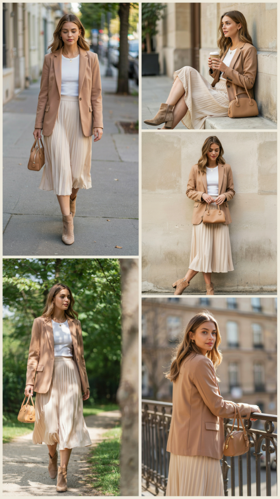 Cropped Blazer with High-Waist Skirt