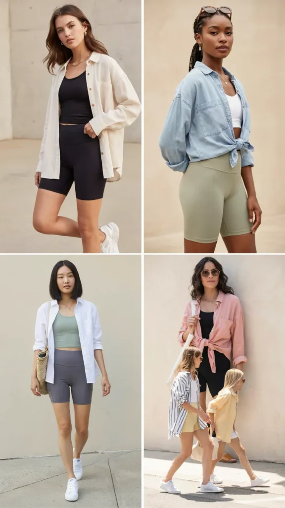 Oversized Shirt with Biker Shorts