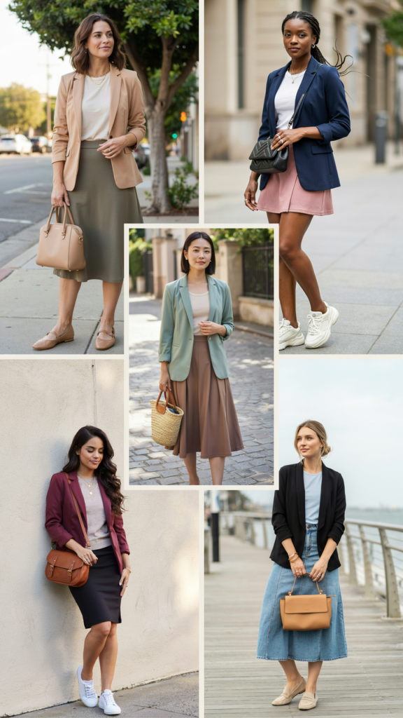 Plus-Size Blazer with A-Line Skirt