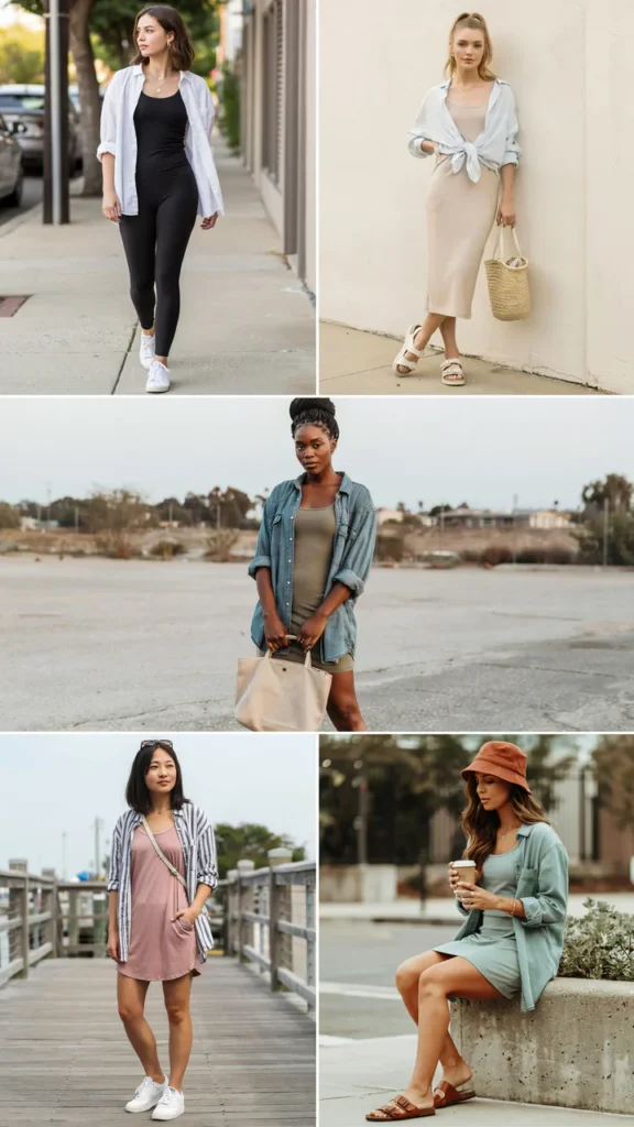 Tank Dress with Oversized Button-Up Shirt