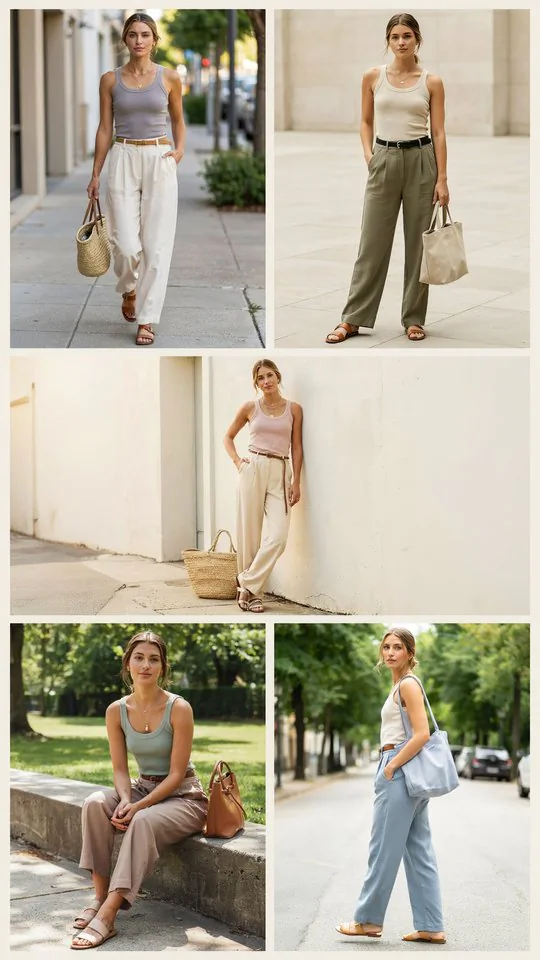 Ribbed Tank with Wide-Leg Pants