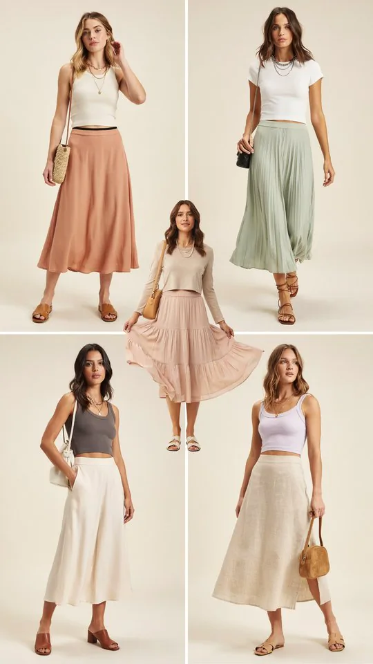 Crop Top with High-Waist Skirt