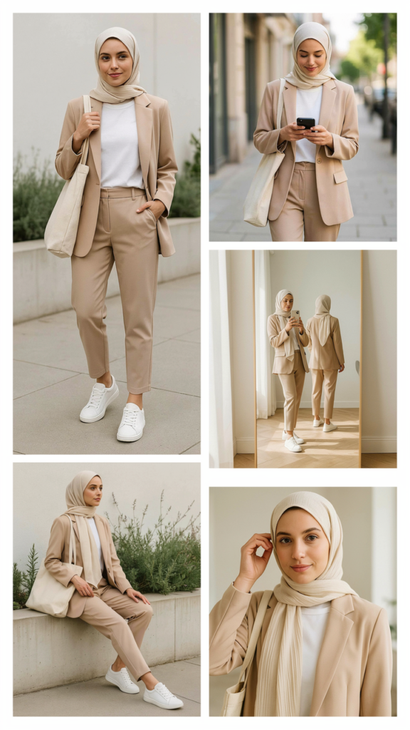 Matching Blazer Suit with Sneakers
