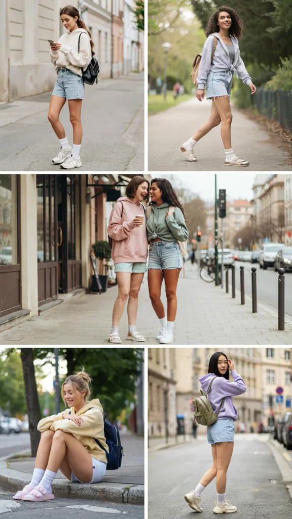 Hoodie with Jean Shorts