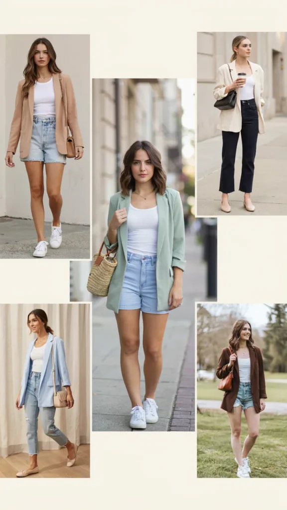 Blazer with Jean Shorts