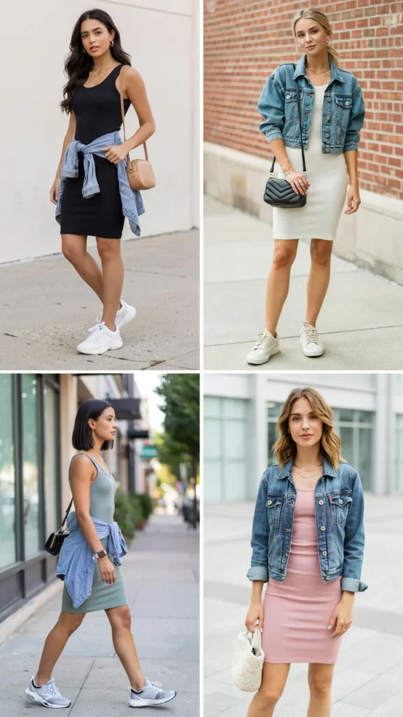 Ribbed Tank Dress with Sneakers