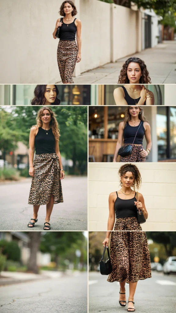 Black Tank with Leopard Skirt